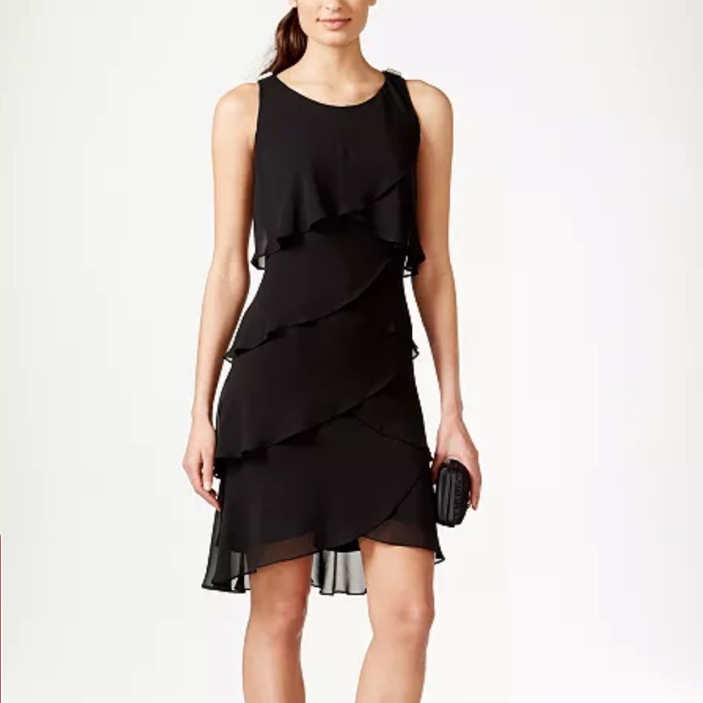 SLNY Black Tiered Dress Size 14W